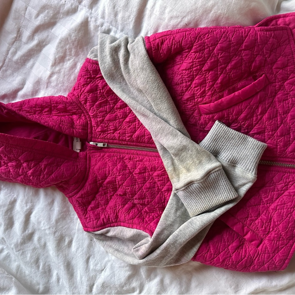 Tucker + Tate Fuchsia and Light Gray Quilted Kids Puffer Jacket